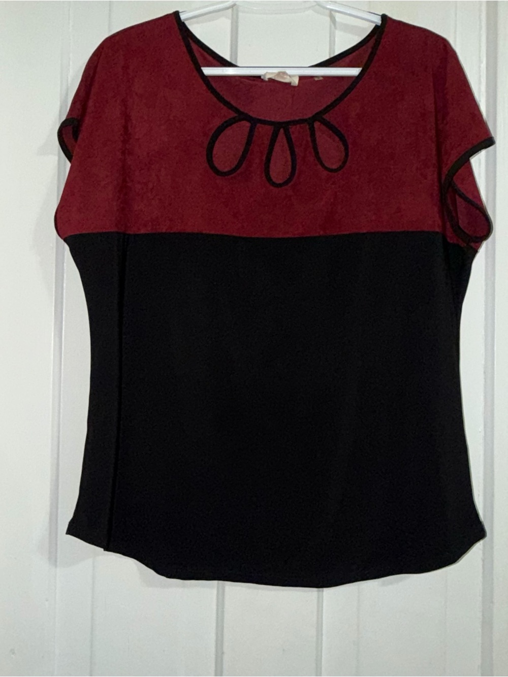 Women's size large carol rose shirt top‎ blouse velvet red top